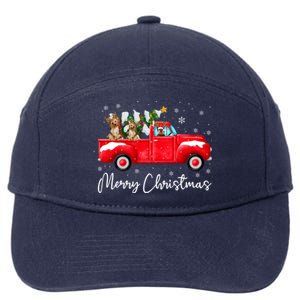 Yorkie Red Truck Christmas Funny Gift Santa Hat Dog Xmas Funny Gift 7-Panel Snapback Hat