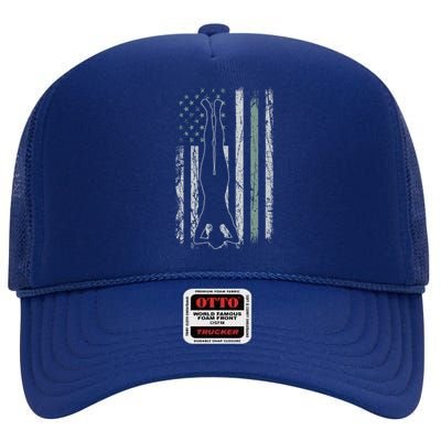 Yoga Retro Usa Flag Fitness 4th Of July Yoga Meaningful Gift High Crown Mesh Back Trucker Hat