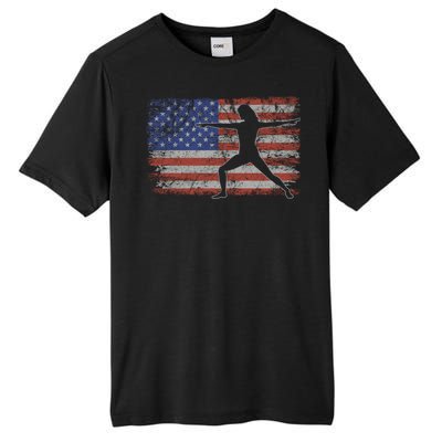 Yoga Retro Usa Flag Fitness 4th Of July Yoga Gift Tall Fusion ChromaSoft Performance T-Shirt