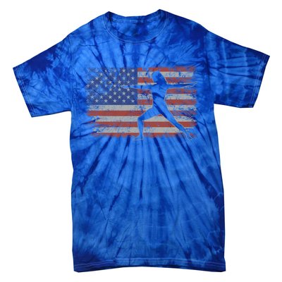 Yoga Retro Usa Flag Fitness 4th Of July Yoga Gift Tie-Dye T-Shirt