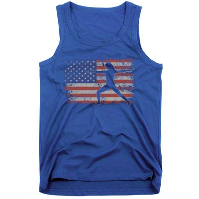 Yoga Retro Usa Flag Fitness 4th Of July Yoga Gift Tank Top