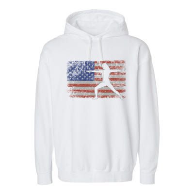 Yoga Retro Usa Flag Fitness 4th Of July Yoga Gift Garment-Dyed Fleece Hoodie