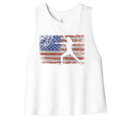 Yoga Retro Usa Flag Fitness 4th Of July Yoga Gift Women's Racerback Cropped Tank