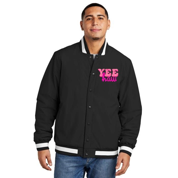 Yeehaw Rodeo Western Country Cow Yee haw Insulated Varsity Jacket