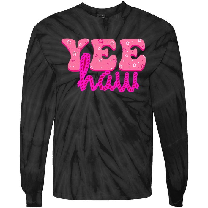 Yeehaw Rodeo Western Country Cow Yee haw Tie-Dye Long Sleeve Shirt