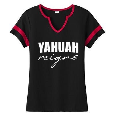 Yahuah Reigns Ladies Halftime Notch Neck Tee