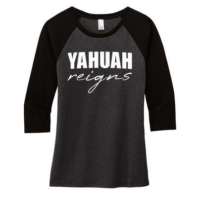 Yahuah Reigns Women's Tri-Blend 3/4-Sleeve Raglan Shirt