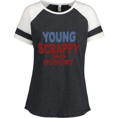 Young Scrappy And Hungry Enza Ladies Jersey Colorblock Tee