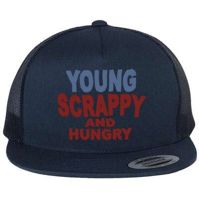 Young Scrappy And Hungry Flat Bill Trucker Hat