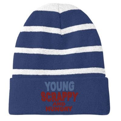 Young Scrappy And Hungry Striped Beanie with Solid Band