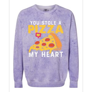 You Stole A Piece Of My Heart Pizza Lovers Funny Couples Meaningful Gift Colorblast Crewneck Sweatshirt