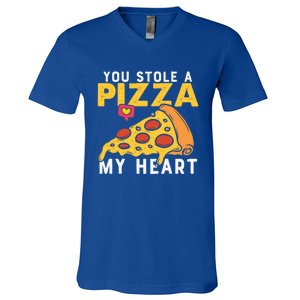 You Stole A Piece Of My Heart Pizza Lovers Funny Couples Meaningful Gift V-Neck T-Shirt