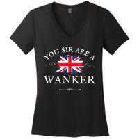 You Sir Are A Wanker Funny British Uk Gb Union Jack Women's V-Neck T-Shirt