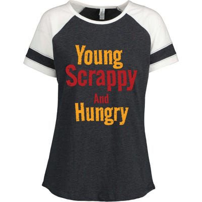 Young Scrappy And Hungry Enza Ladies Jersey Colorblock Tee