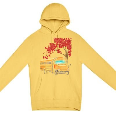 Yellow School Bus Valentines Day School Bus Driver Conductor Gift Premium Pullover Hoodie