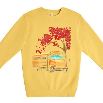 Yellow School Bus Valentines Day School Bus Driver Conductor Gift Premium Crewneck Sweatshirt