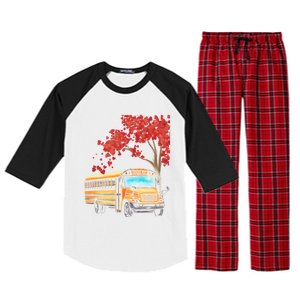 Yellow School Bus Valentines Day School Bus Driver Conductor Gift Raglan Sleeve Pajama Set