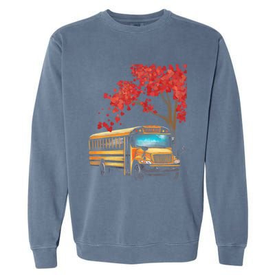 Yellow School Bus Valentines Day School Bus Driver Conductor Gift Garment-Dyed Sweatshirt