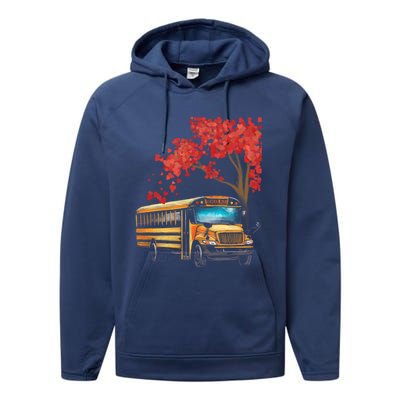 Yellow School Bus Valentines Day School Bus Driver Conductor Gift Performance Fleece Hoodie