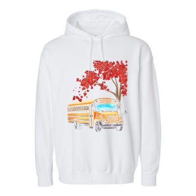 Yellow School Bus Valentines Day School Bus Driver Conductor Gift Garment-Dyed Fleece Hoodie