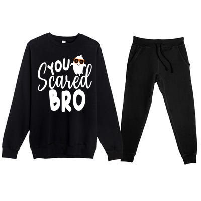 You Scared Bro Funny Halloween Ghost Premium Crewneck Sweatsuit Set