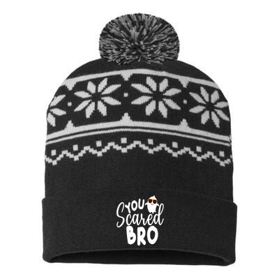 You Scared Bro Funny Halloween Ghost USA-Made Snowflake Beanie