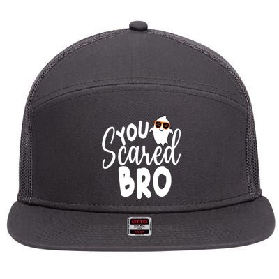 You Scared Bro Funny Halloween Ghost 7 Panel Mesh Trucker Snapback Hat