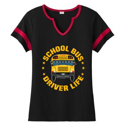 Yellow School Bus Driver Life Ladies Halftime Notch Neck Tee