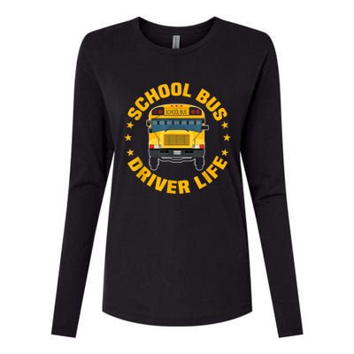 Yellow School Bus Driver Life Womens Cotton Relaxed Long Sleeve T-Shirt