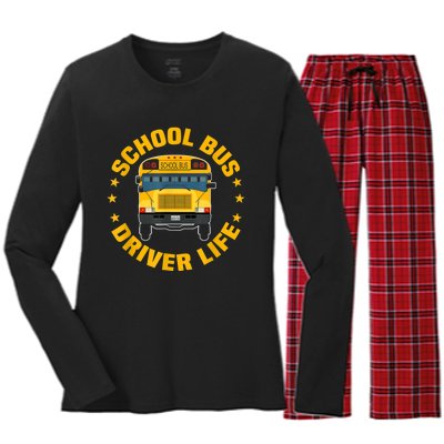 Yellow School Bus Driver Life Women's Long Sleeve Flannel Pajama Set 