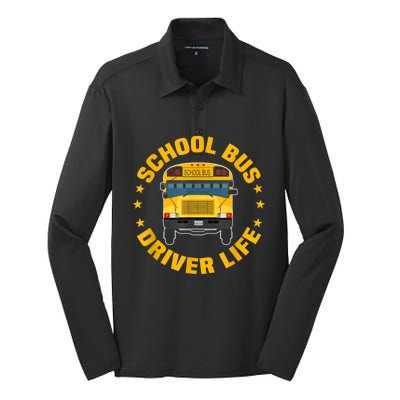 Yellow School Bus Driver Life Silk Touch Performance Long Sleeve Polo