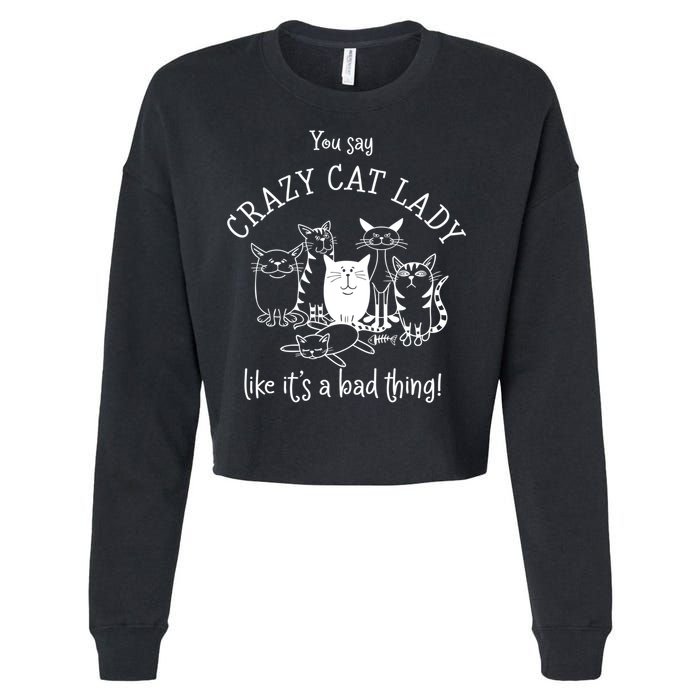 You Say Crazy Cat Lady Like ItS A Bad Thing Meaningful Gift Cropped Pullover Crew