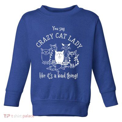 You Say Crazy Cat Lady Like ItS A Bad Thing Meaningful Gift Toddler Sweatshirt
