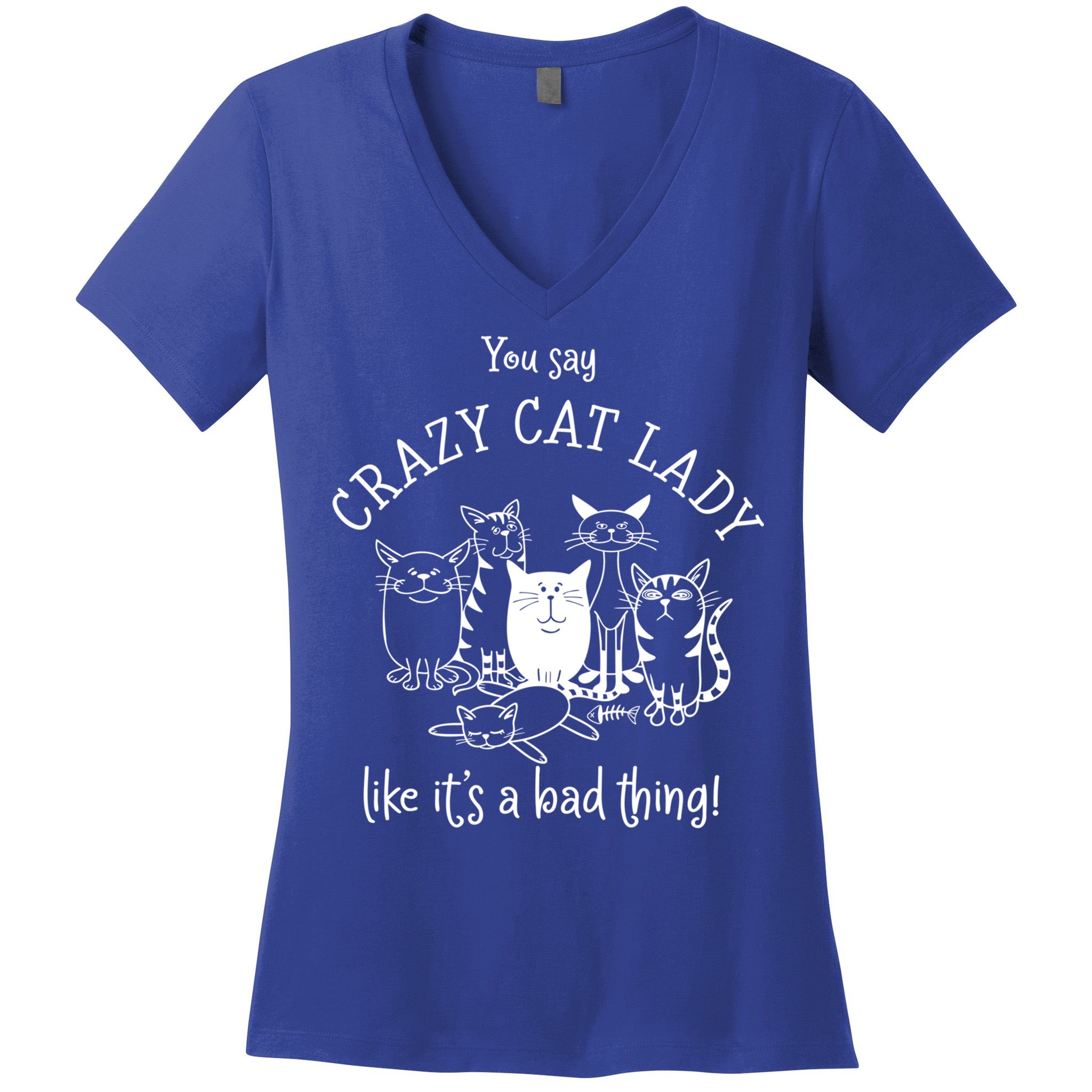 You Say Crazy Cat Lady Like ItS A Bad Thing Meaningful Gift Women's V-Neck T-Shirt