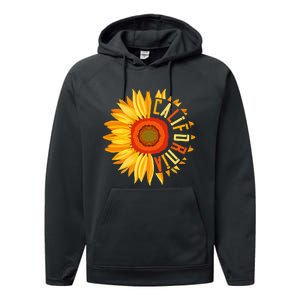 Yellow Sunflower Californian Summer United States California Performance Fleece Hoodie