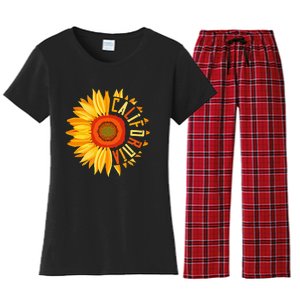 Yellow Sunflower Californian Summer United States California Women's Flannel Pajama Set