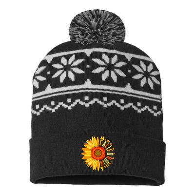 Yellow Sunflower Californian Summer United States California USA-Made Snowflake Beanie