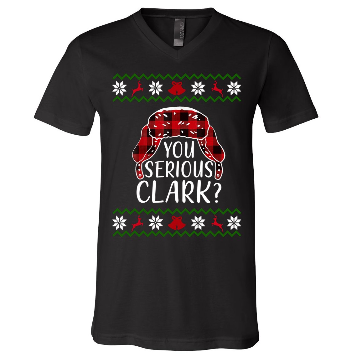 You Serious Cark? Ugly Christmas Sweater Design V-Neck T-Shirt