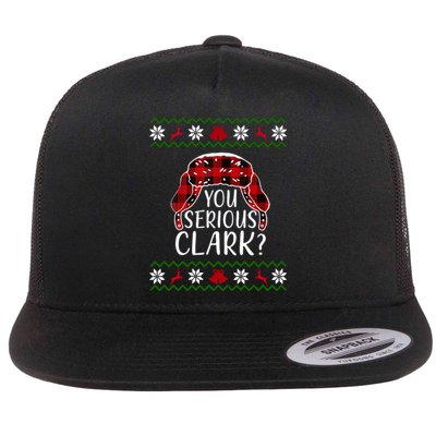 You Serious Cark? Ugly Christmas Sweater Design Flat Bill Trucker Hat