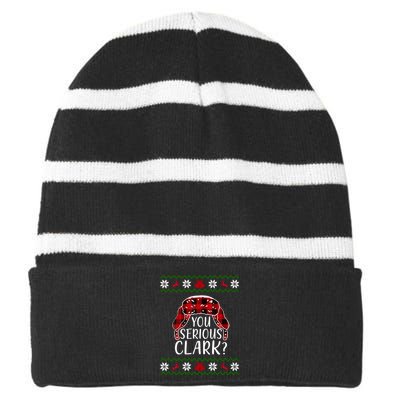 You Serious Cark? Ugly Christmas Sweater Design Striped Beanie with Solid Band