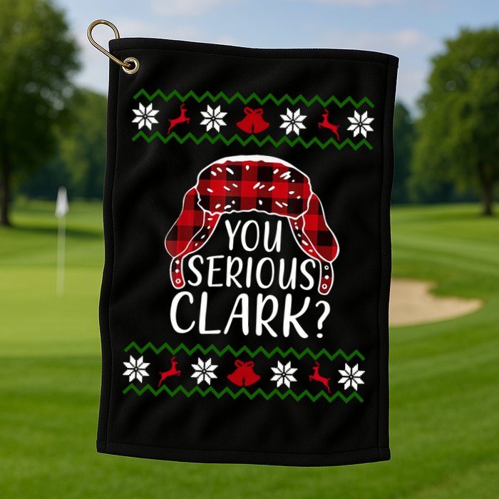 You Serious Cark? Ugly Christmas Sweater Design Golf Towel
