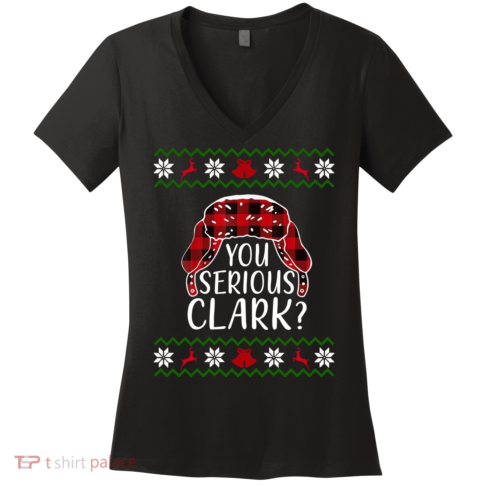 You Serious Cark? Ugly Christmas Sweater Design Women's V-Neck T-Shirt