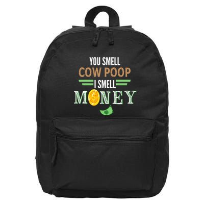 You Smell Cow Poop I Smell Money Farmers Cow Funny 16 in Basic Backpack