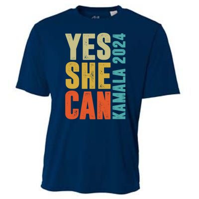 Yes She Can Kamala 2024 Retro Colors Cooling Performance Crew T-Shirt