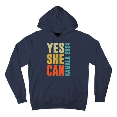 Yes She Can Kamala 2024 Retro Colors Hoodie