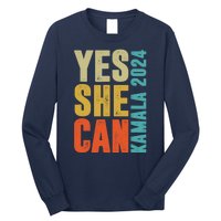 Yes She Can Kamala 2024 Retro Colors Long Sleeve Shirt