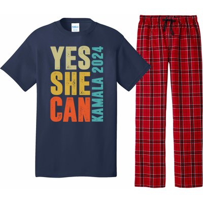 Yes She Can Kamala 2024 Retro Colors Pajama Set