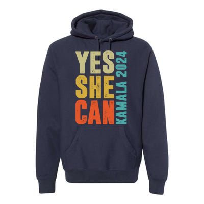 Yes She Can Kamala 2024 Retro Colors Premium Hoodie