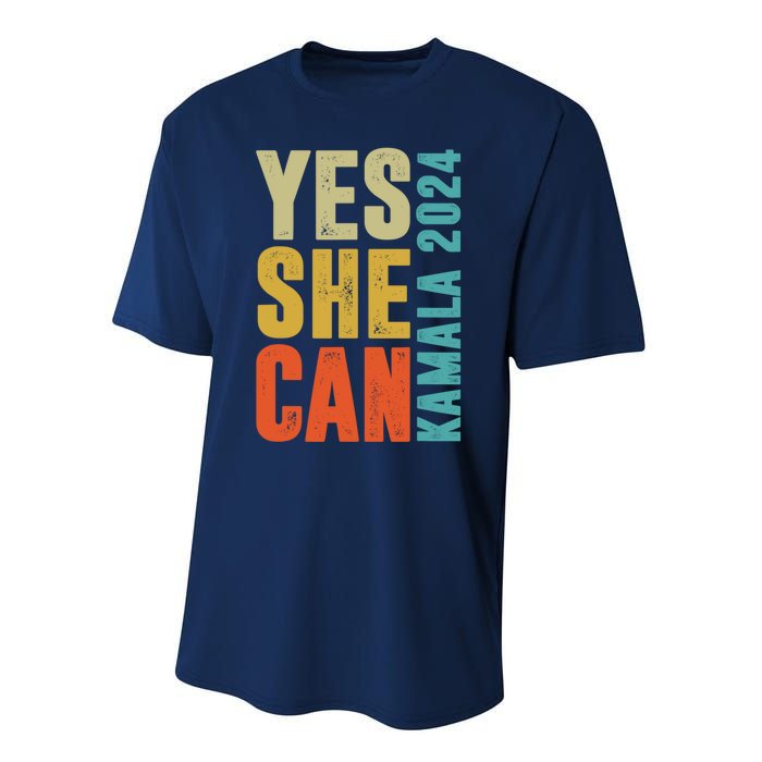 Yes She Can Kamala 2024 Retro Colors Performance Sprint T-Shirt