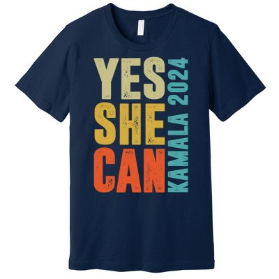 Yes She Can Kamala 2024 Retro Colors Premium T-Shirt